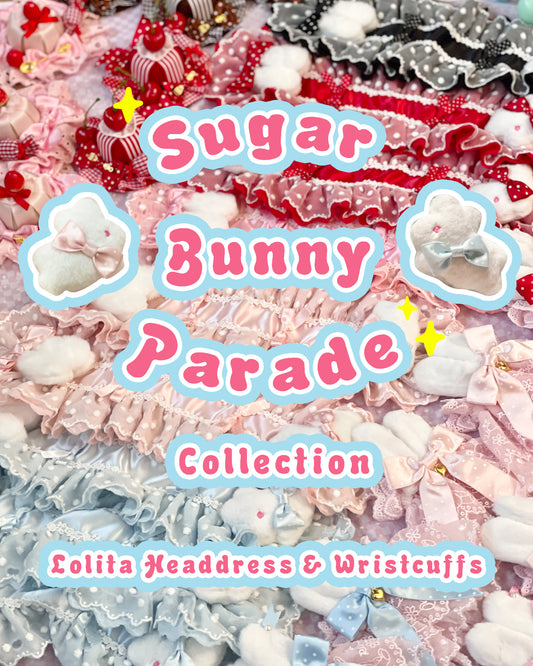 Sugar Bunny Parade Collection-Sweet Lolita Asymmetrical Headdress/wristcuffs