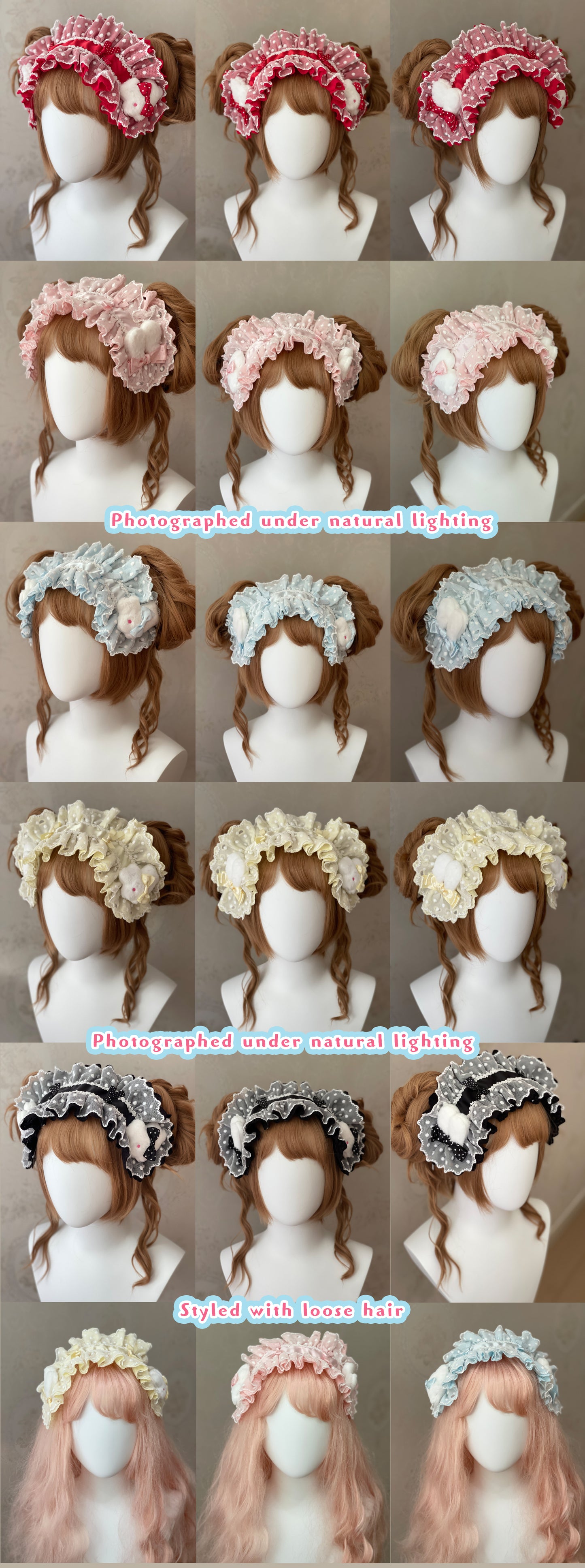 Sugar Bunny Parade Collection-Sweet Lolita Asymmetrical Headdress/wristcuffs
