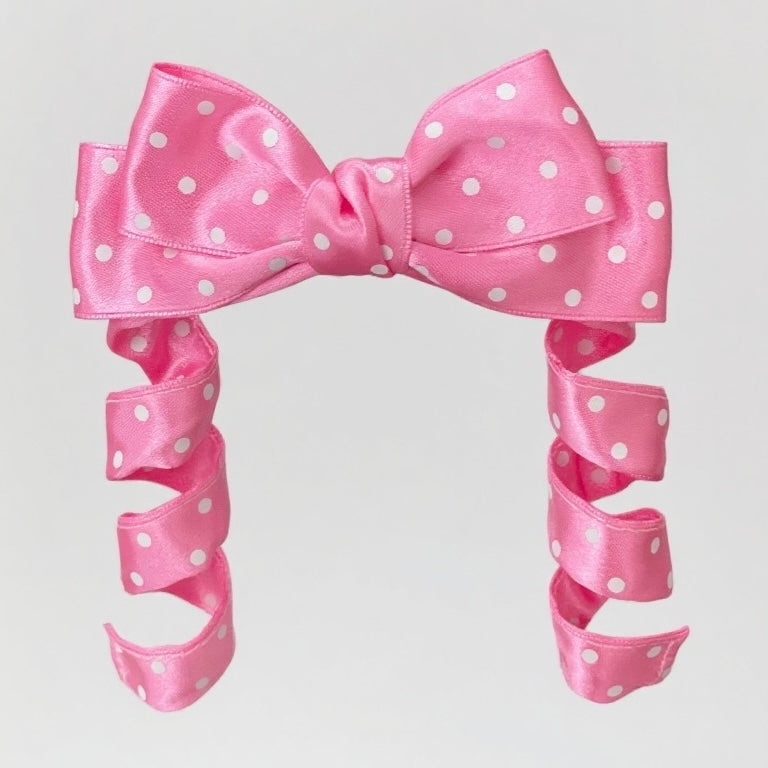 Bendable Polka Dot Ribbon Hair Clip with Curlable Tails