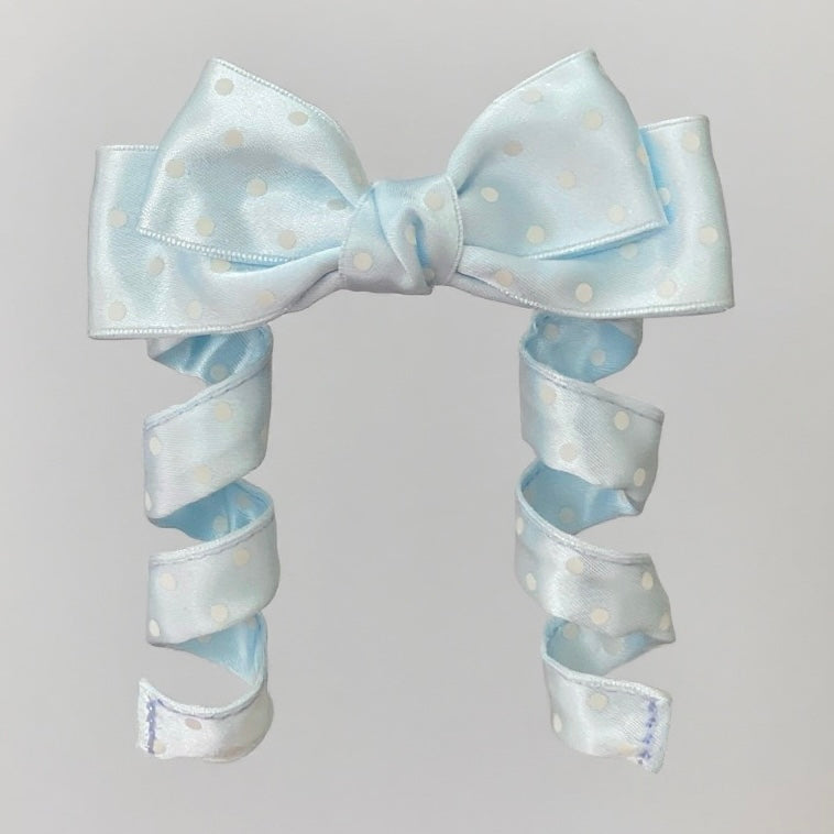 Bendable Polka Dot Ribbon Hair Clip with Curlable Tails