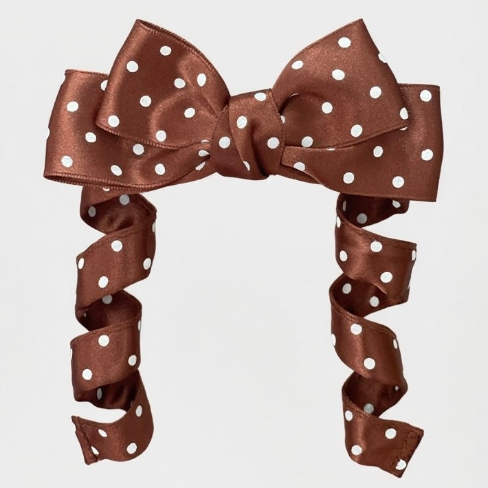 Bendable Polka Dot Ribbon Hair Clip with Curlable Tails