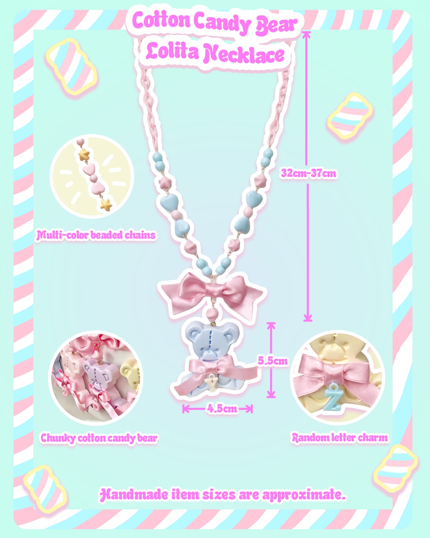 Cotton Candy Bear Sweet Lolita Necklace