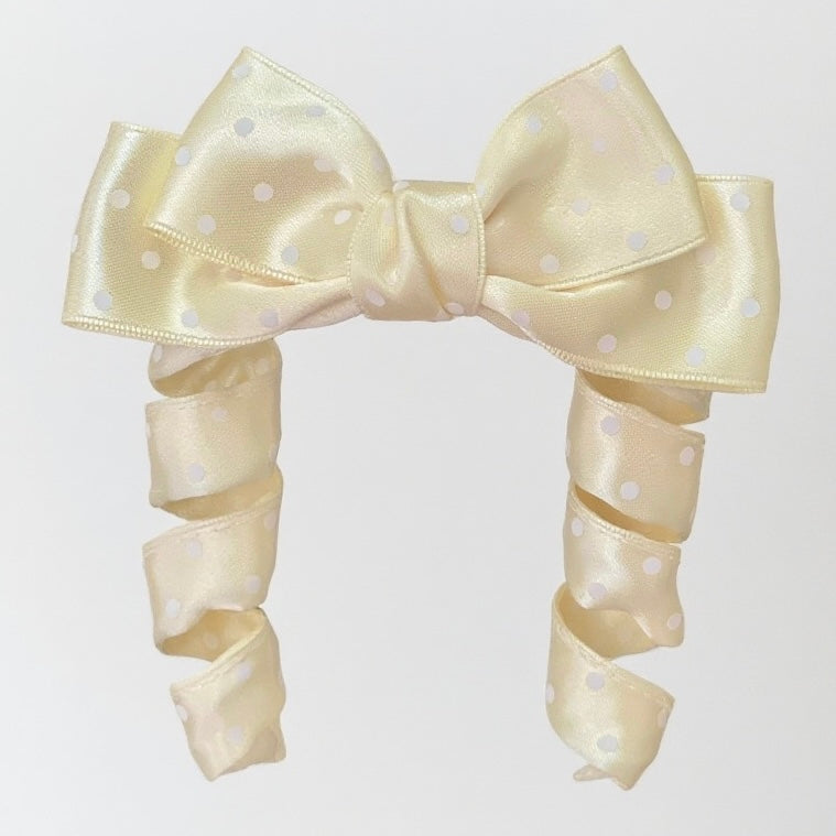 Bendable Polka Dot Ribbon Hair Clip with Curlable Tails