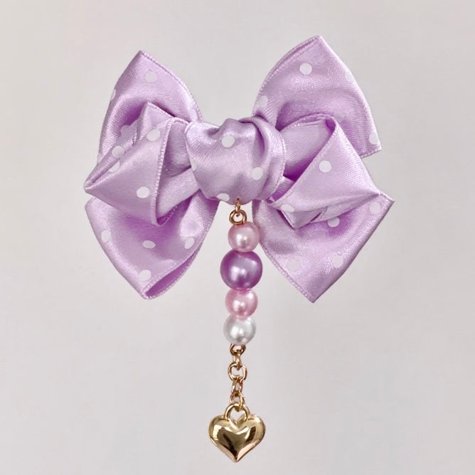 Sweet Lolita Double-Bow Clip with Pearl Strand