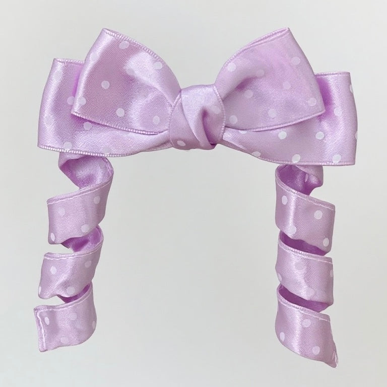 Bendable Polka Dot Ribbon Hair Clip with Curlable Tails