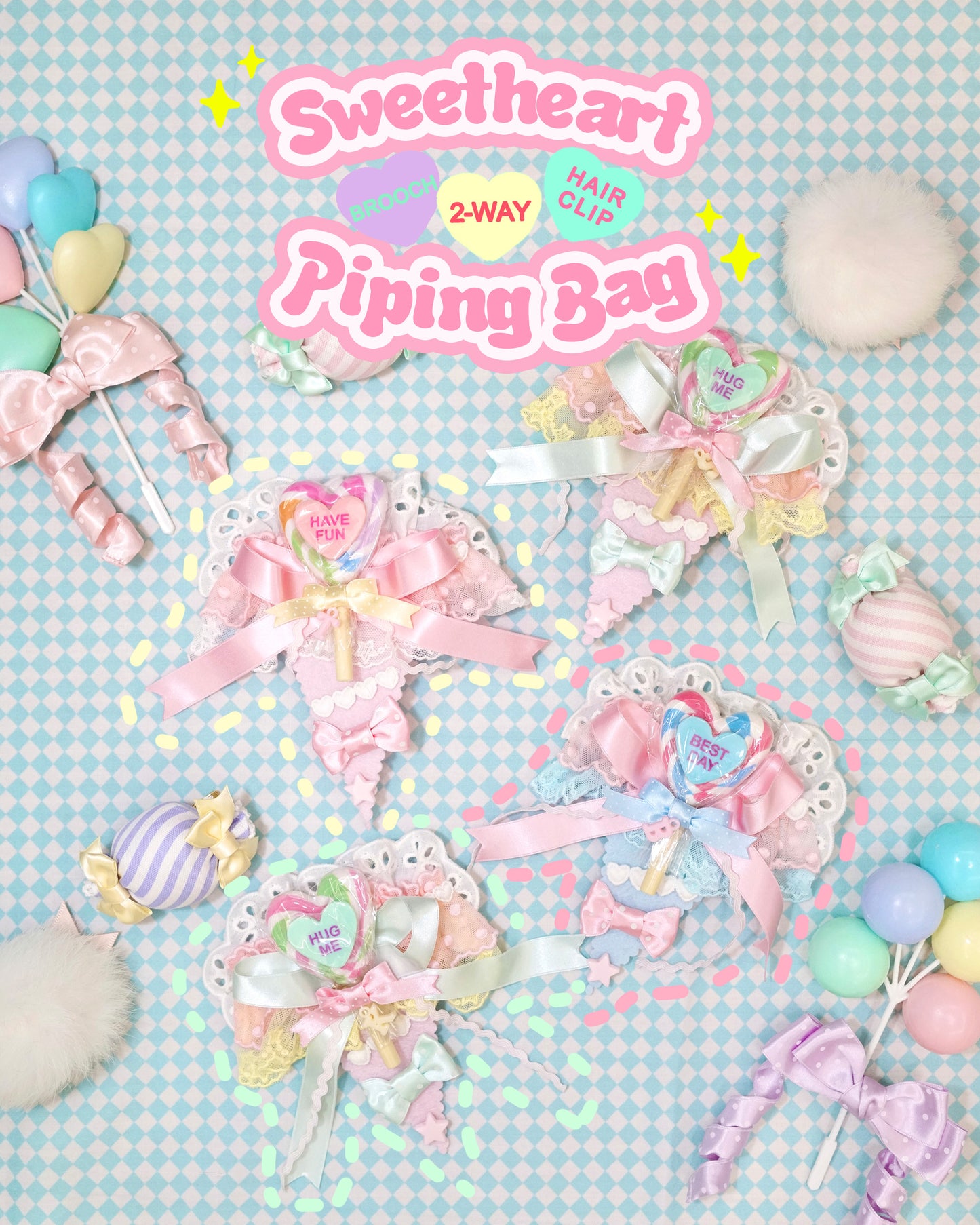 2-Way Sweetheart Piping Bag Hair Clip and Brooch