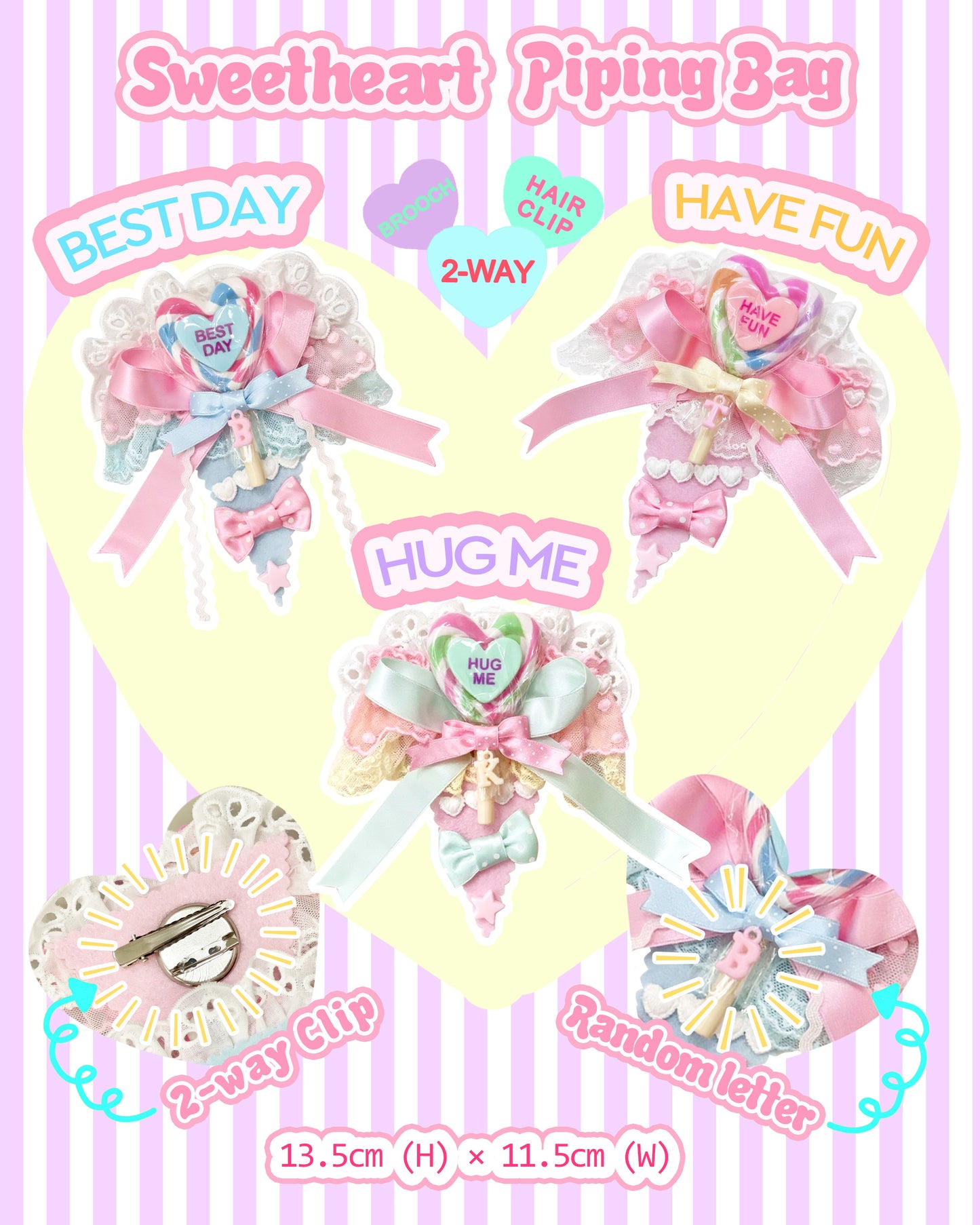 2-Way Sweetheart Piping Bag Hair Clip and Brooch