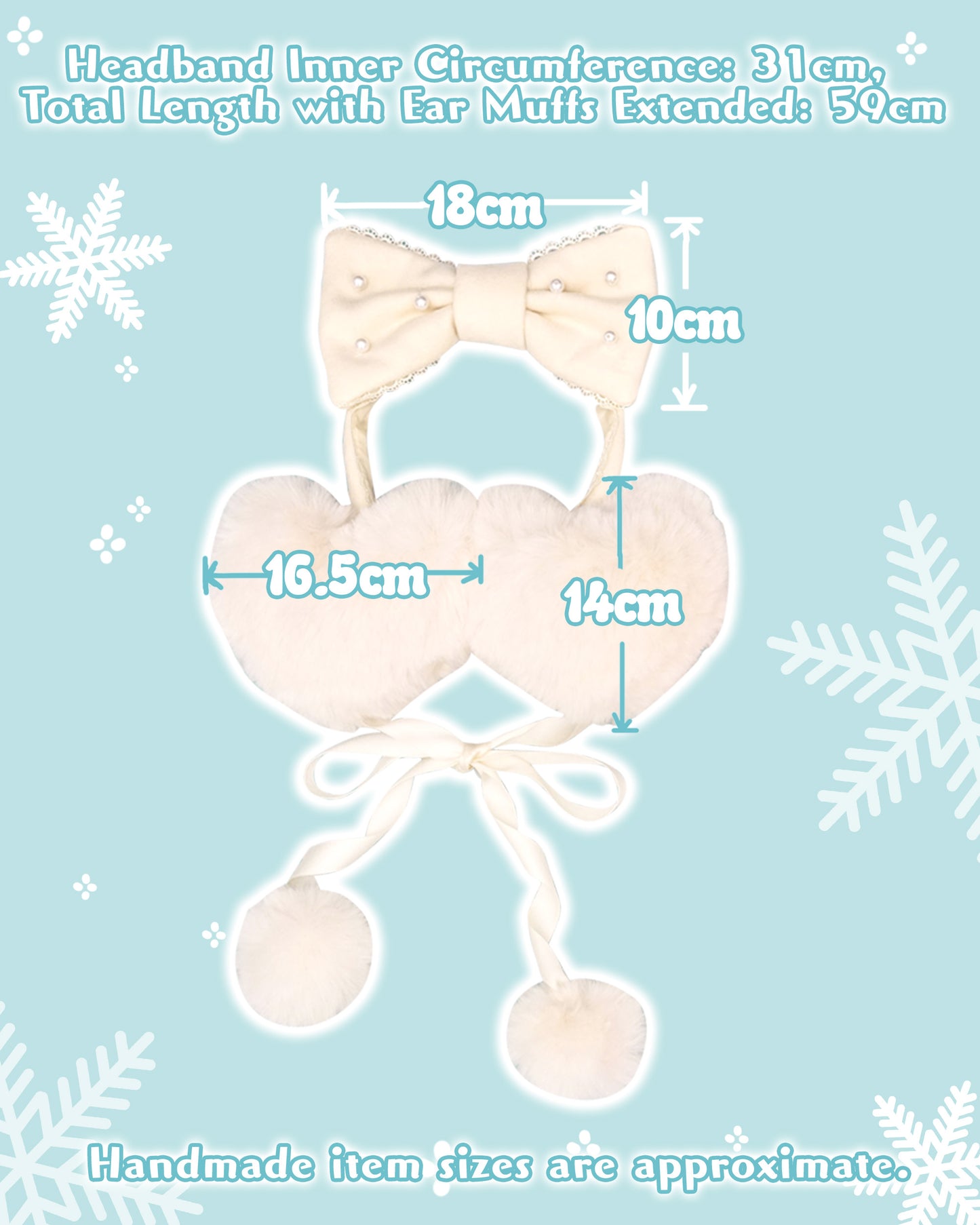 Bonbon Heart Ear Muffs with Pearl Bow