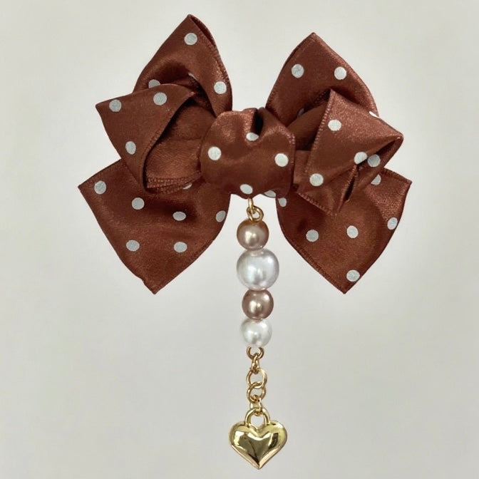 Sweet Lolita Double-Bow Clip with Pearl Strand
