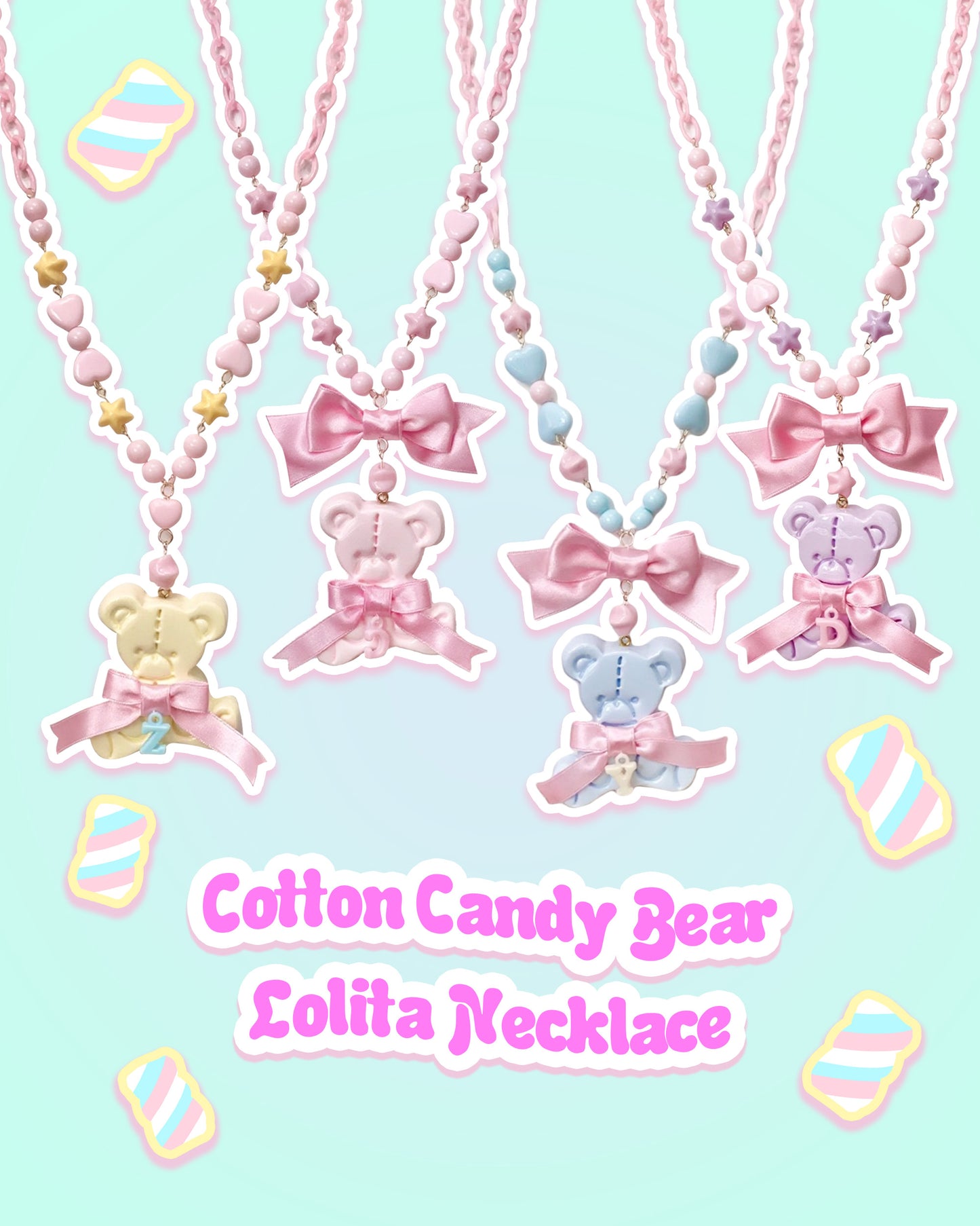 Cotton Candy Bear Sweet Lolita Necklace