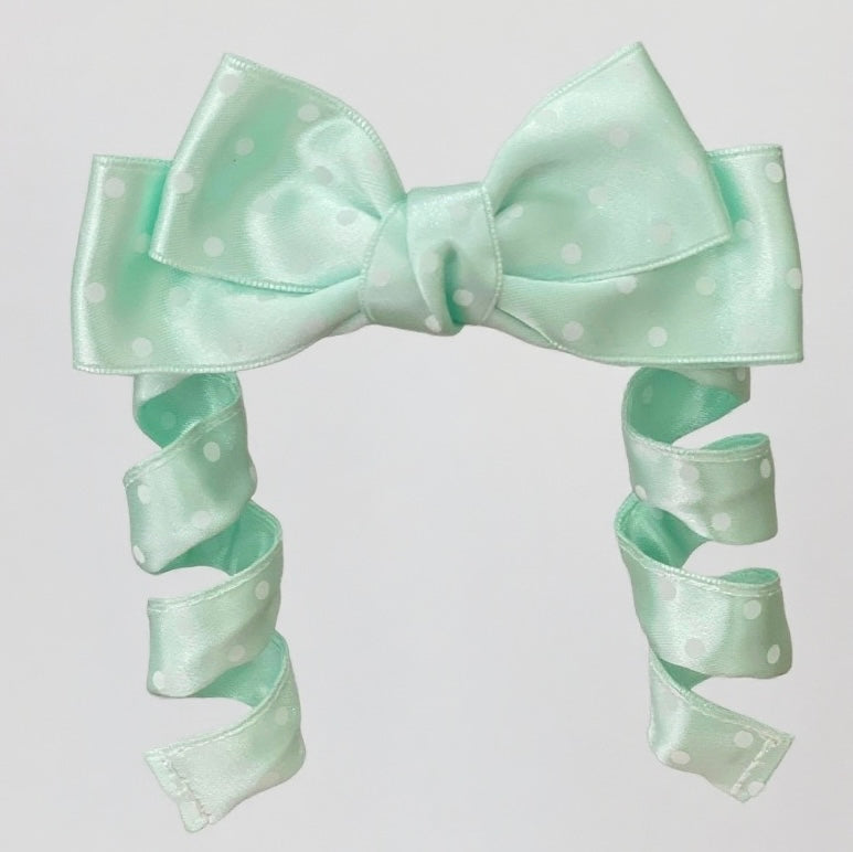 Bendable Polka Dot Ribbon Hair Clip with Curlable Tails