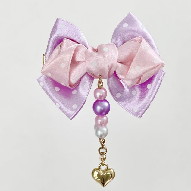 Sweet Lolita Double-Bow Clip with Pearl Strand