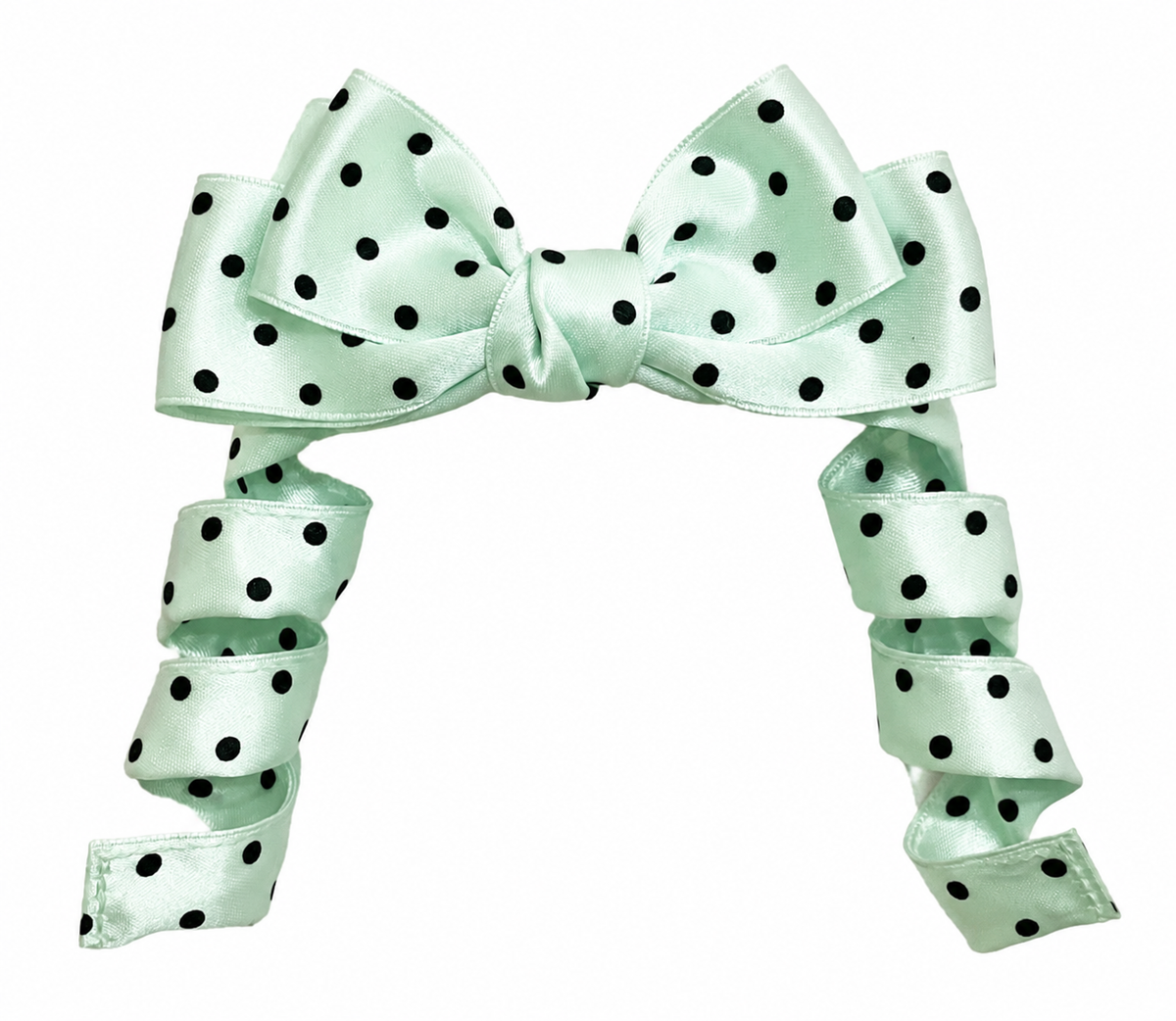 Bendable Polka Dot Ribbon Hair Clip with Curlable Tails