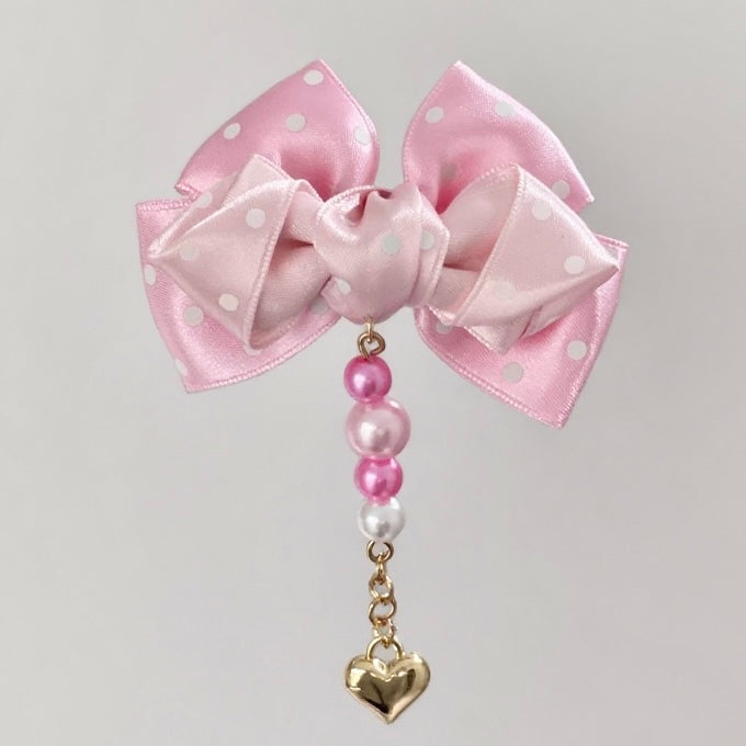 Sweet Lolita Double-Bow Clip with Pearl Strand