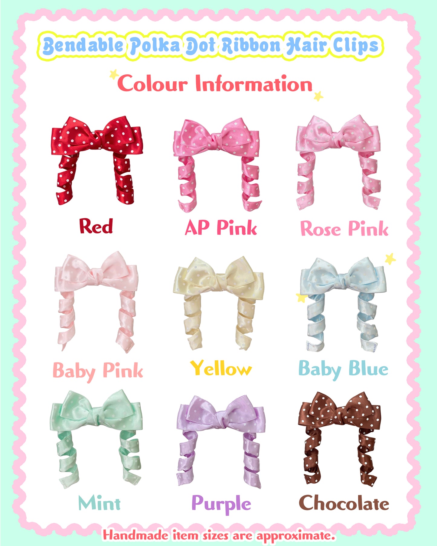 Bendable Polka Dot Ribbon Hair Clip with Curlable Tails