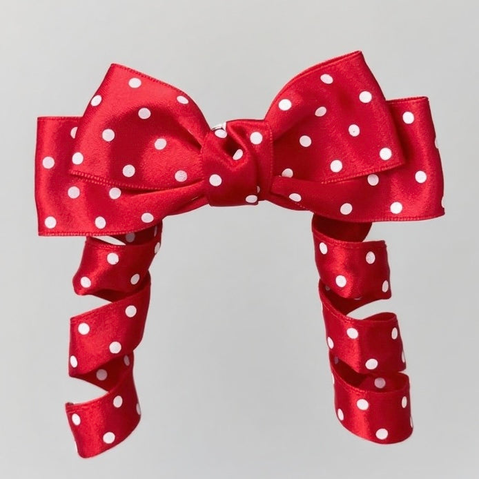 Bendable Polka Dot Ribbon Hair Clip with Curlable Tails