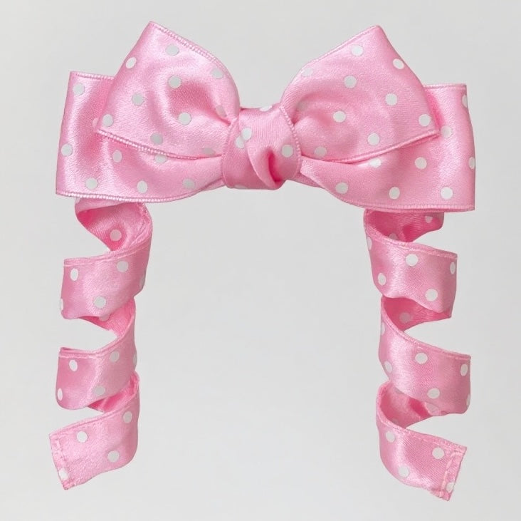 Bendable Polka Dot Ribbon Hair Clip with Curlable Tails