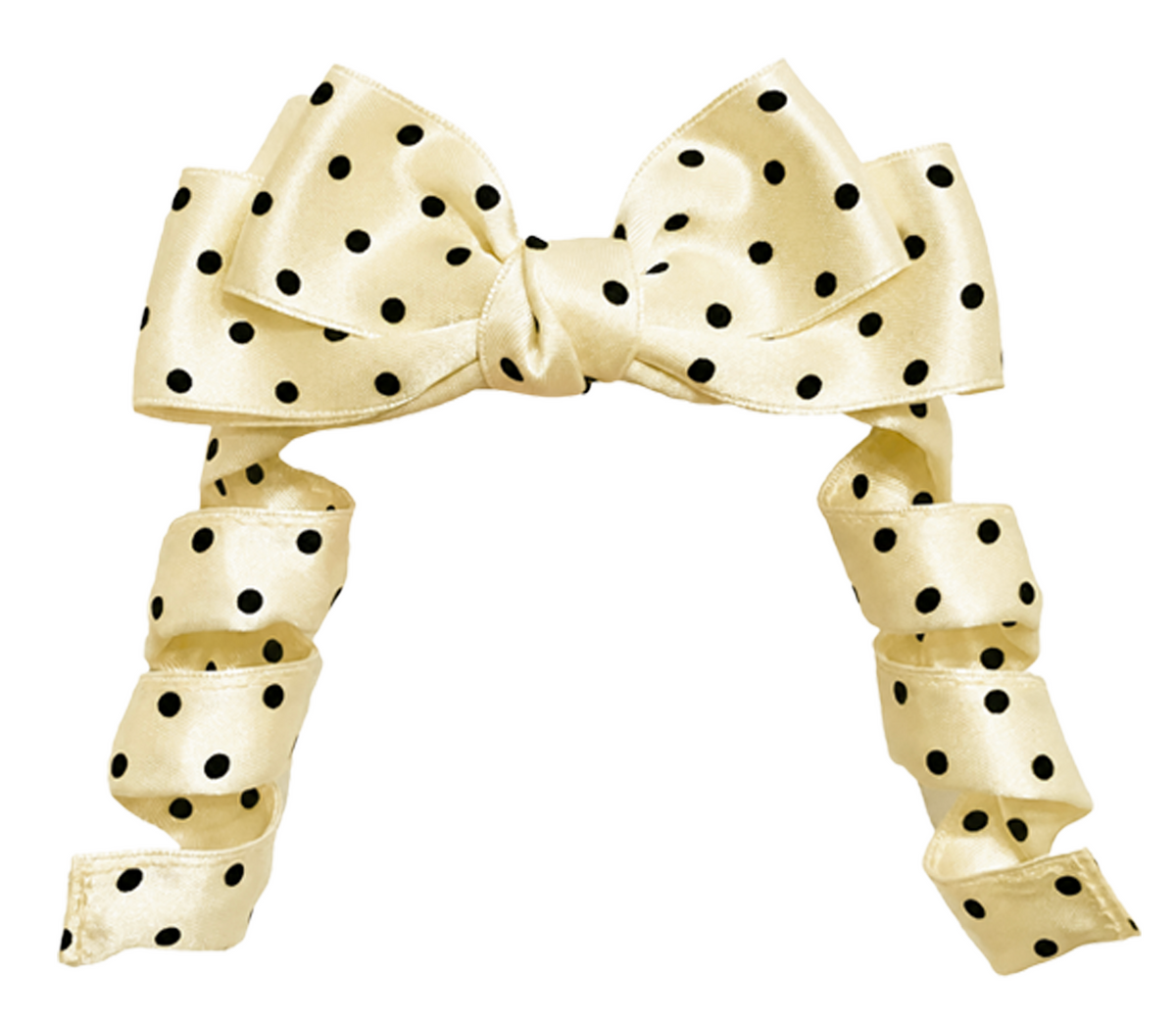 Bendable Polka Dot Ribbon Hair Clip with Curlable Tails