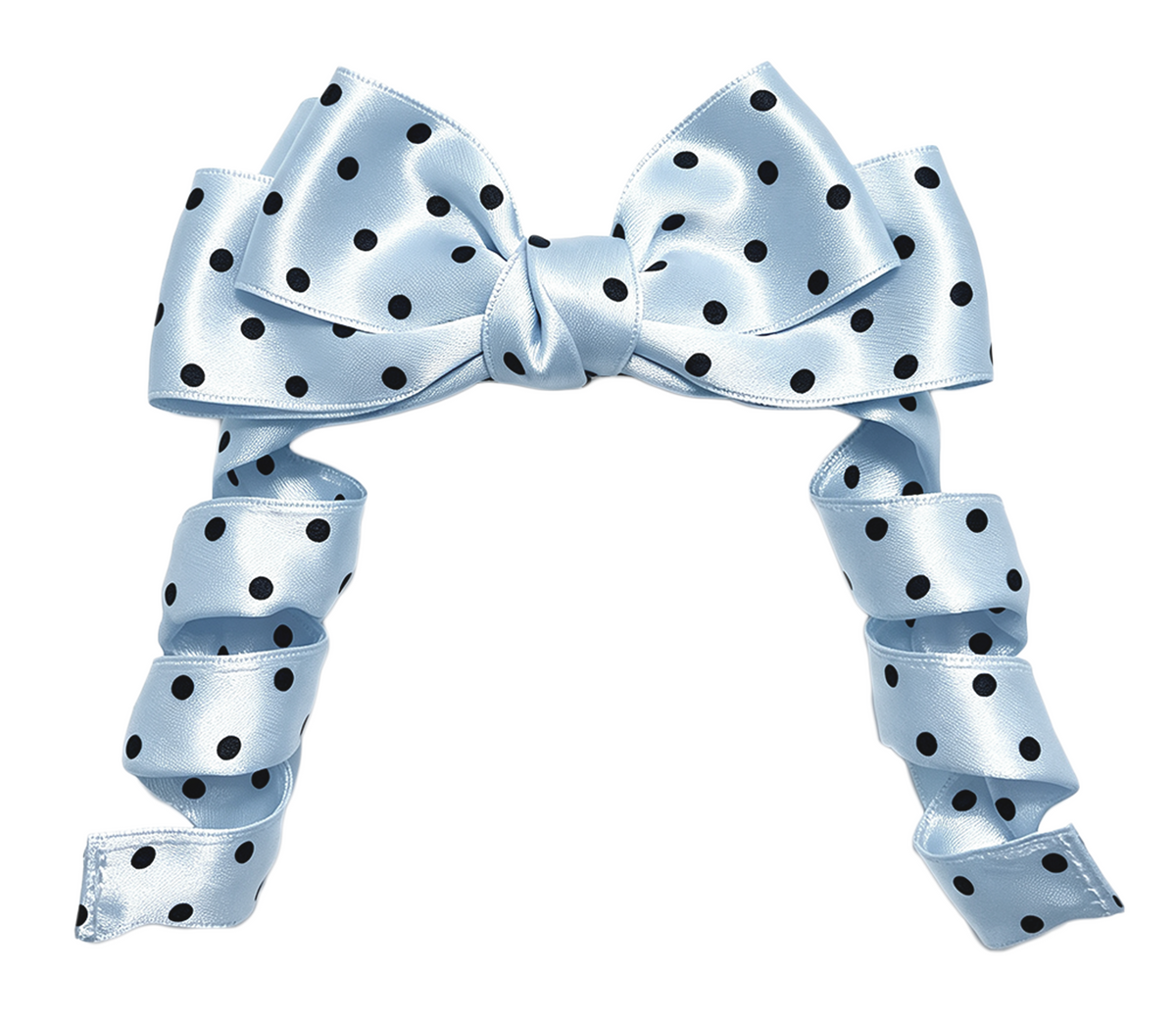 Bendable Polka Dot Ribbon Hair Clip with Curlable Tails