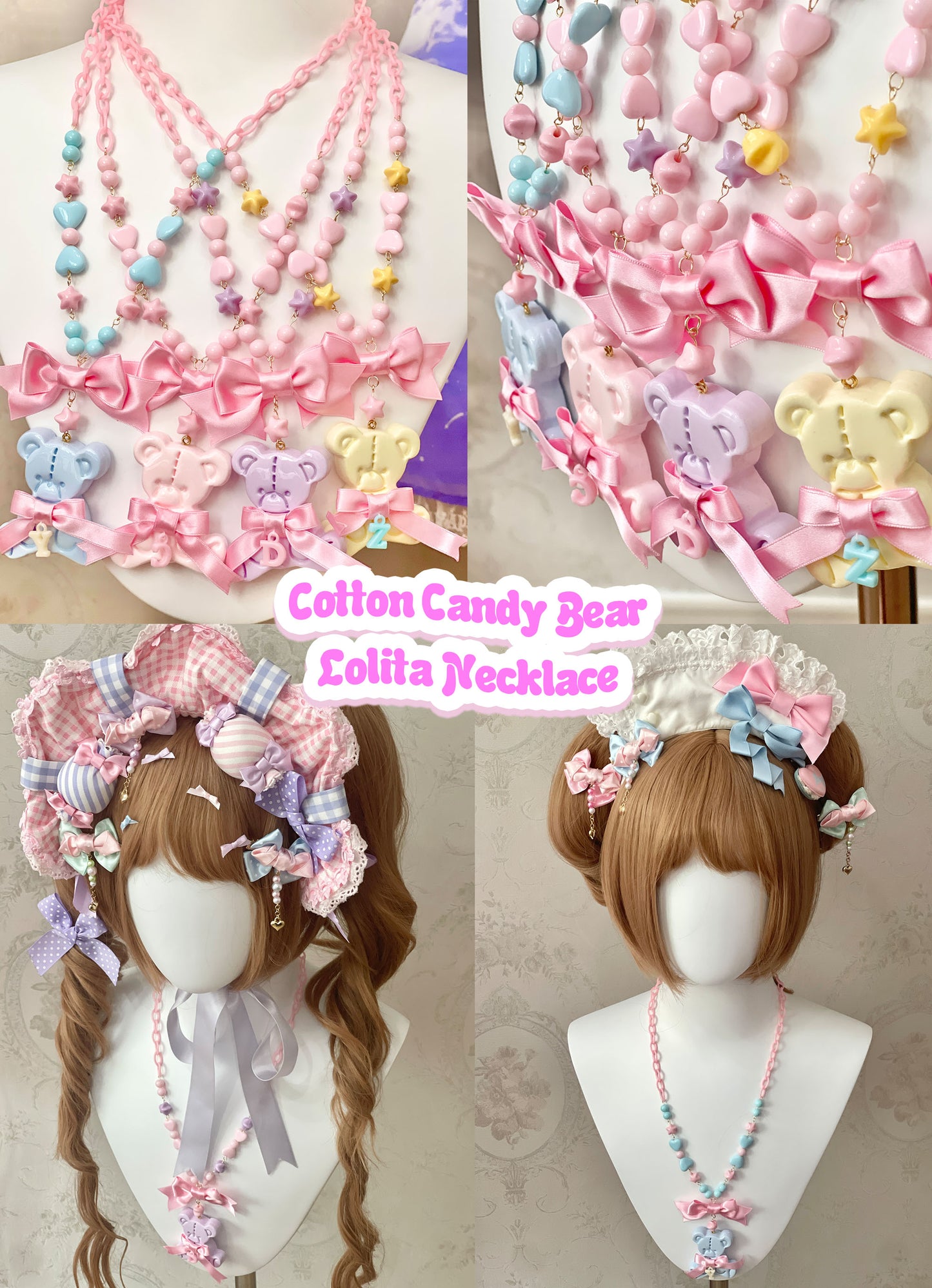 Cotton Candy Bear Sweet Lolita Necklace
