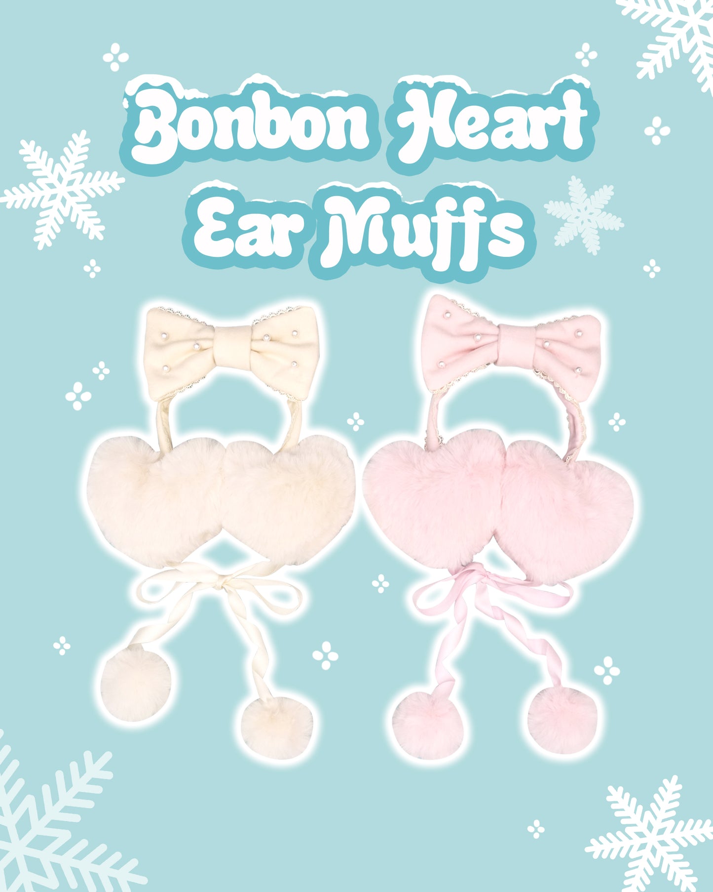Bonbon Heart Ear Muffs with Pearl Bow