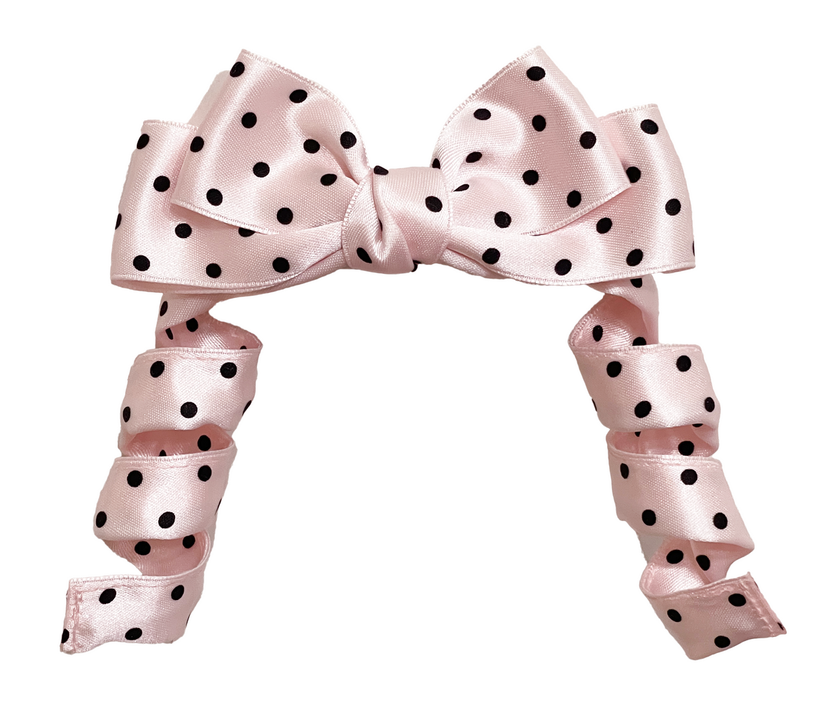 Bendable Polka Dot Ribbon Hair Clip with Curlable Tails